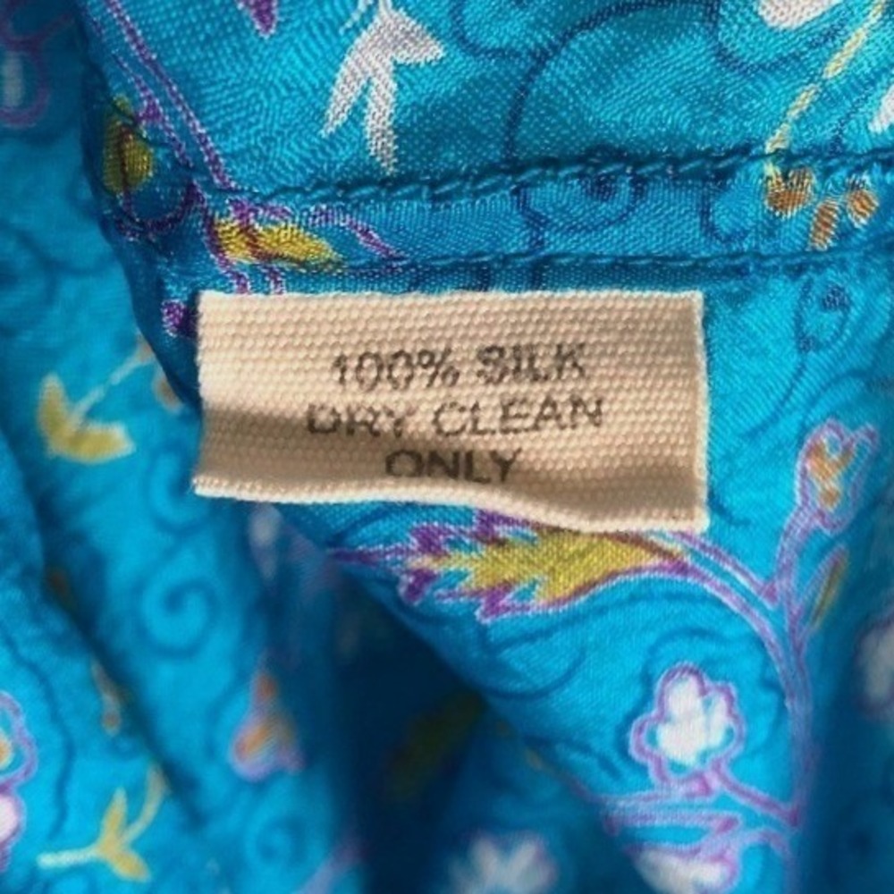 MATTA 100% Silk Maxi Slip Dress Sz S Blue Floral Side Slit Luxe Lightweight - Picture 6 of 12
